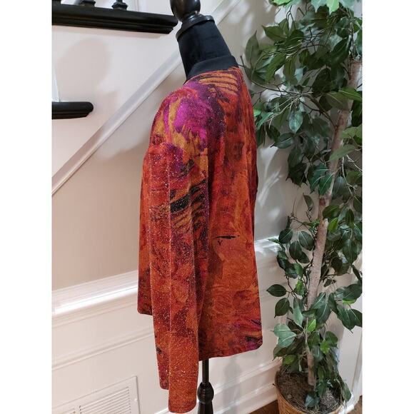 ST. Anthony Women's Multicolor Polyester Round Neck Long Sleeve Top Blouse 20W - Picture 6 of 11